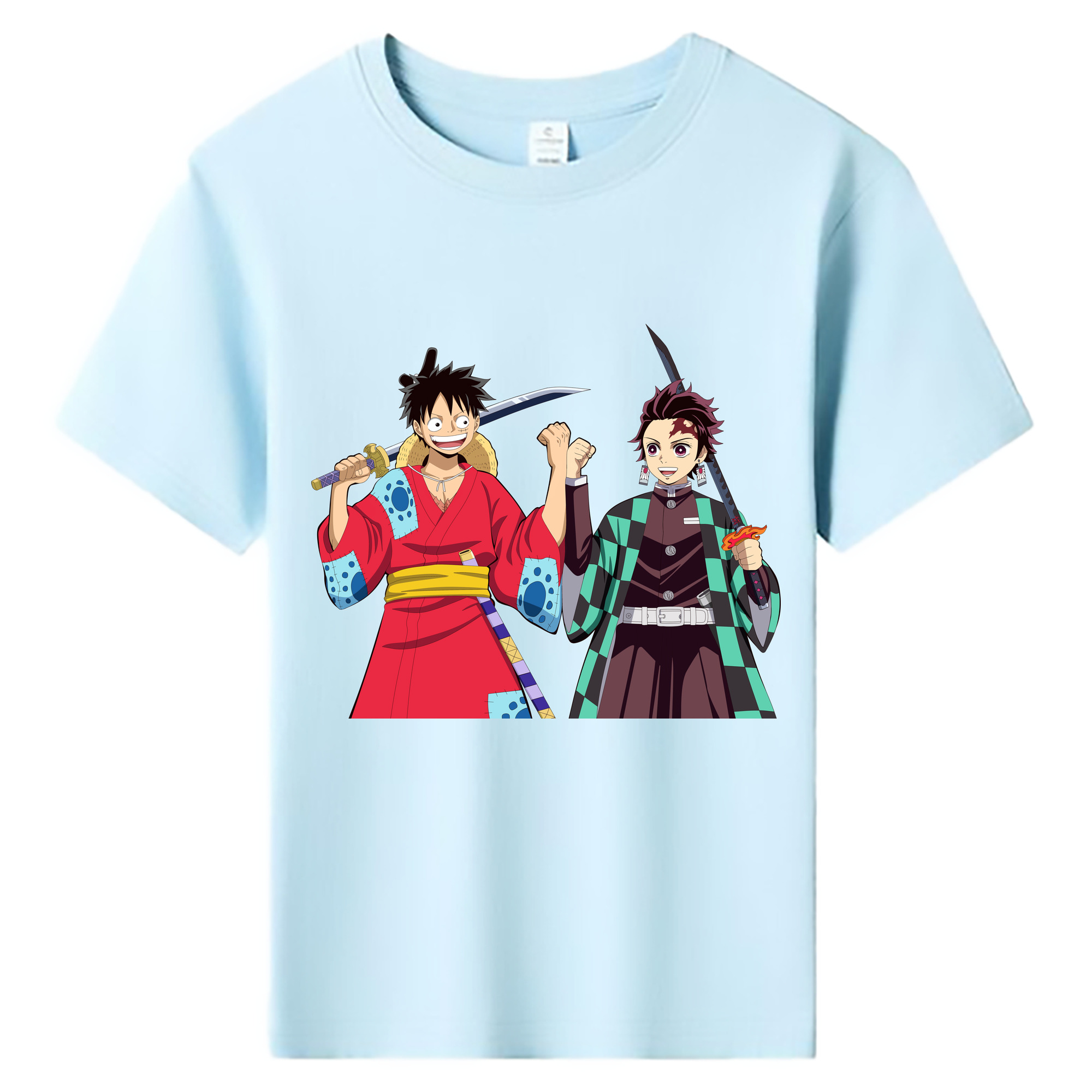 （画像用） 鬼滅の刃 竈門 炭治郎／かまど たんじろう Kamado Tanjirou 綿100％キッズTシャツ（フロントプリント）